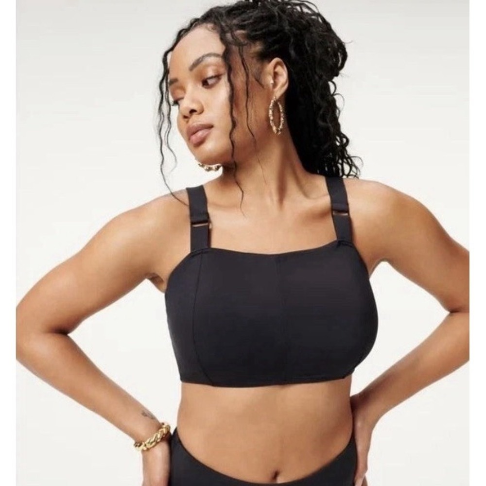 Good American Black Swim Crop Tank Top Classy Beach Coastal Resort Wear
